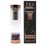 Load image into Gallery viewer, Crystal Glass Tea Infuser Bottle - Rose Gold - Amethyst

