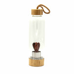 Load image into Gallery viewer, Crystal Infused Glass Water Bottle - Invigorating Red Jasper angel
