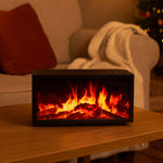 Load image into Gallery viewer, Aroma difuzor z učinkom plamena in zvoki ptic – črn (USB) – spreminjanje barv
