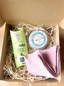 MINI HYGGE paket - Tea pop Zimski čaj in volnene nogavice kremno bež/roza, M (velikost 36-41)