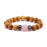 Load image into Gallery viewer, Cedarwood Heart Chakra Bangle with Rose Quartz
