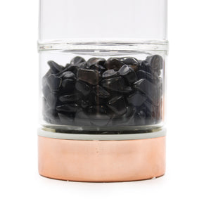 Crystal Glass Tea Infuser Bottle - Rose Gold - Onyx