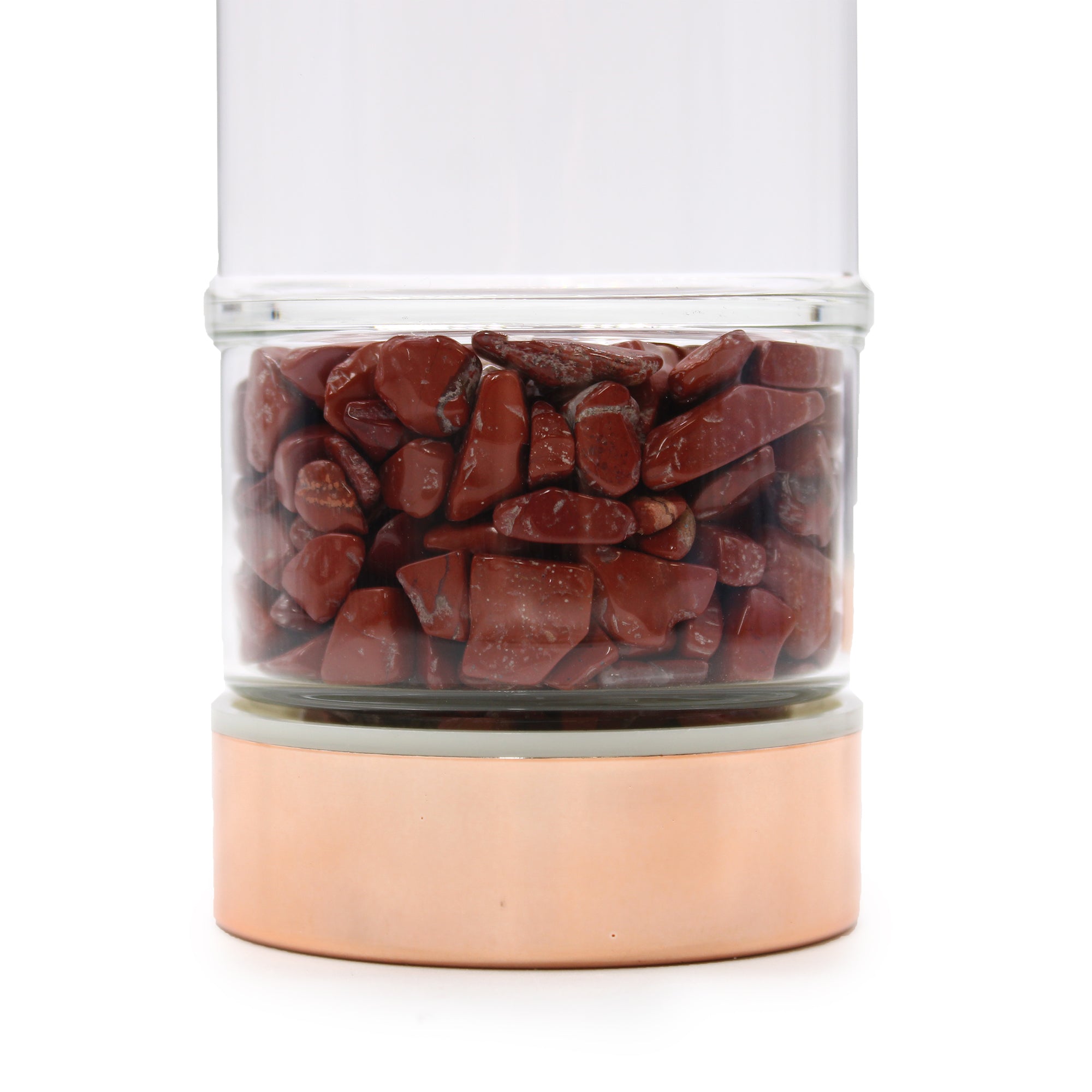 Crystal Glass Tea Infuser Bottle - Rose Gold - Red Jasper