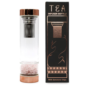 Steklenica za čaj s kristali - rožnati kremen (kamen ljubezni)