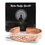 Load image into Gallery viewer, Copper Tibetan Bracelet - Wide Tribal Swirls
