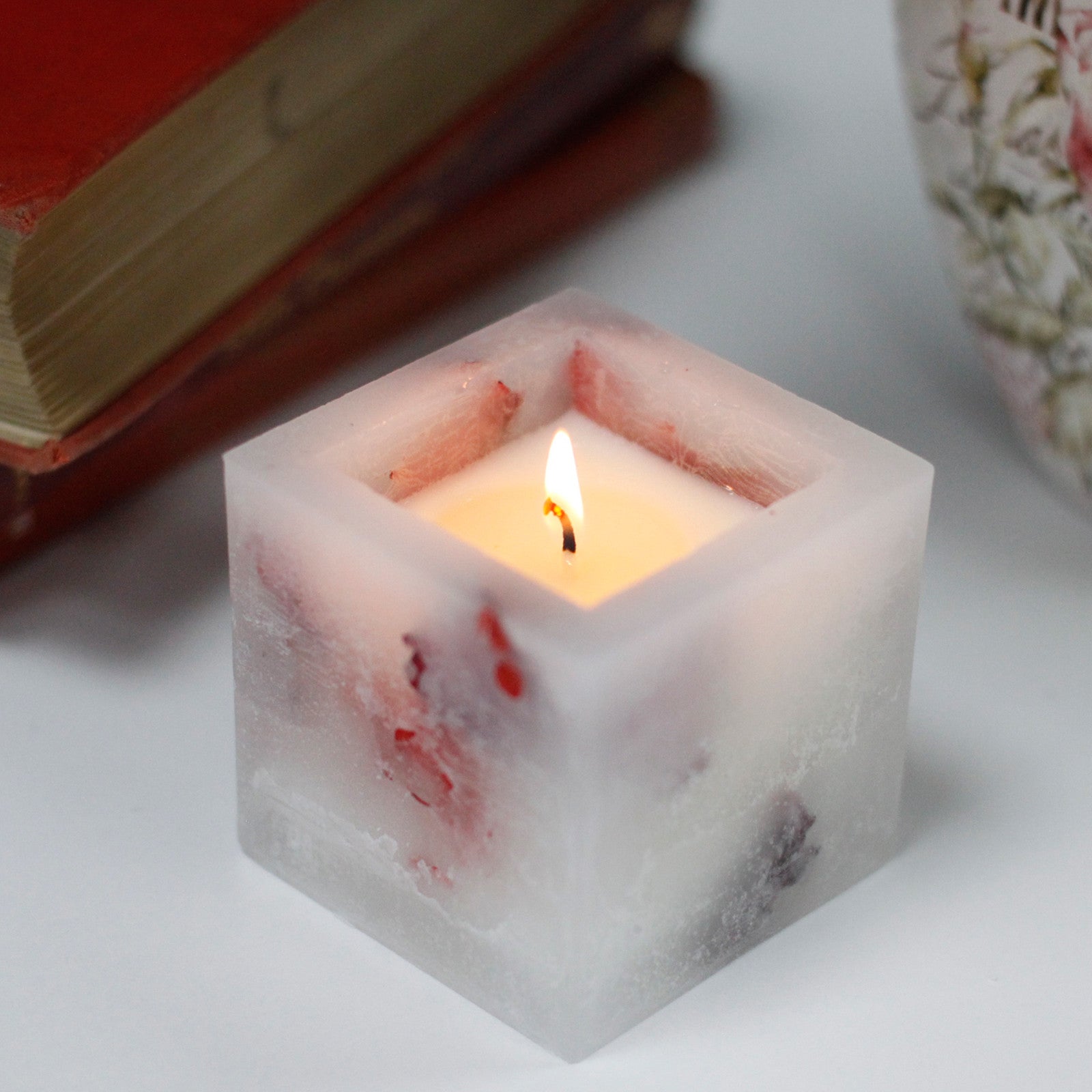 Enchanted Candle -  Square Jar - ROSE