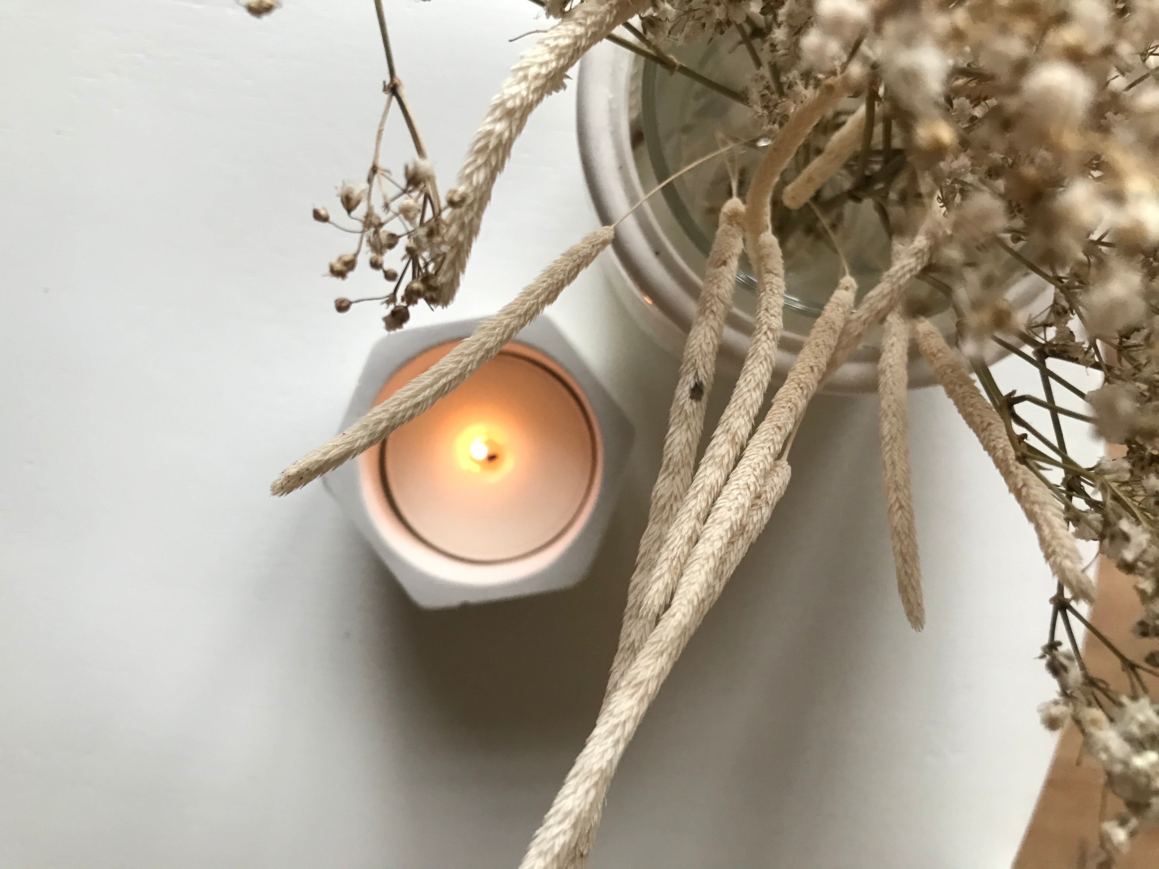 DARILO - Zimski čaj na palčki in svečnik s svečo