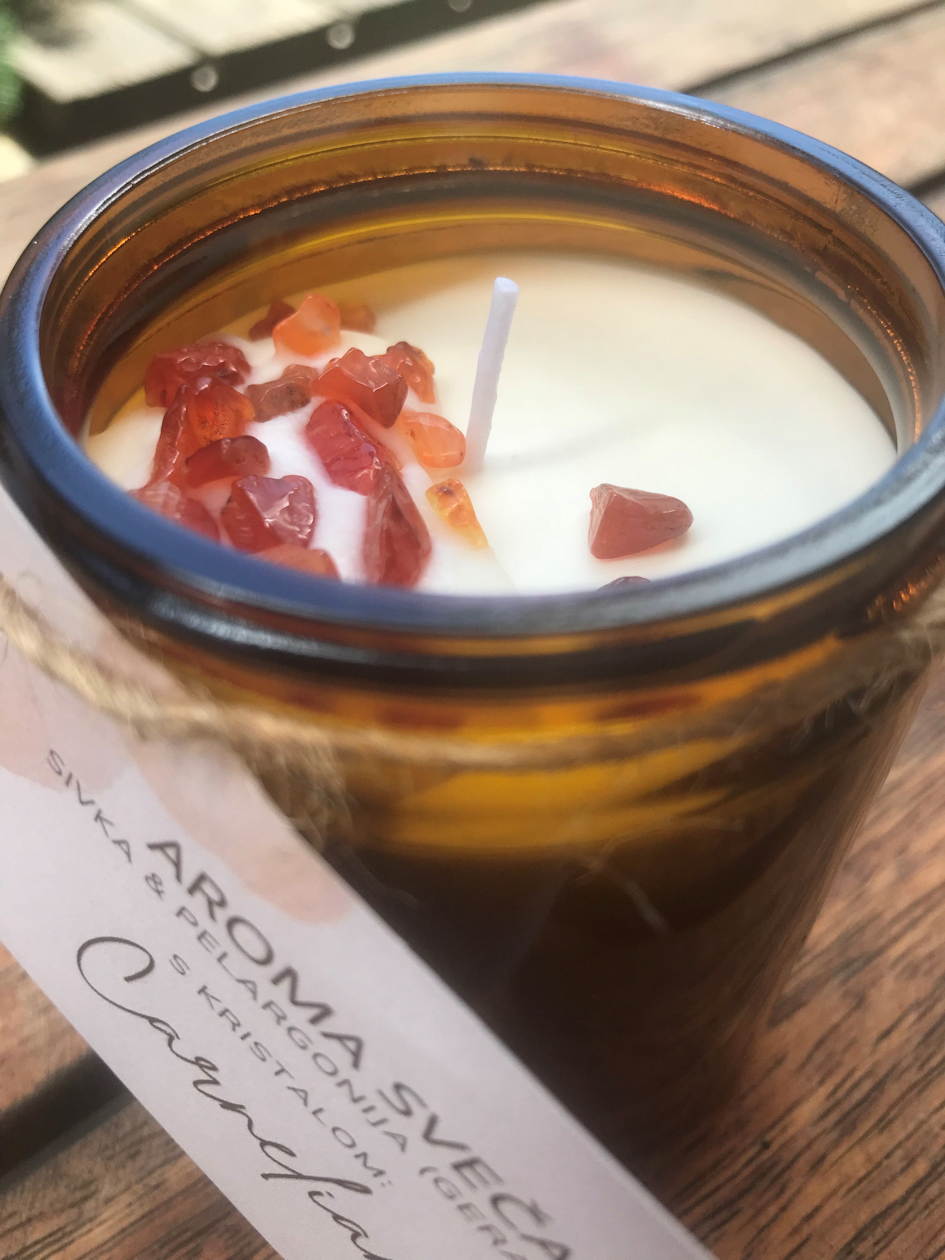 Aroma Candle with Crystals (Carnelian)