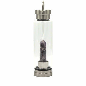 Steklenica za vodo s kristalom - sproščujoč ametist (obelisk)