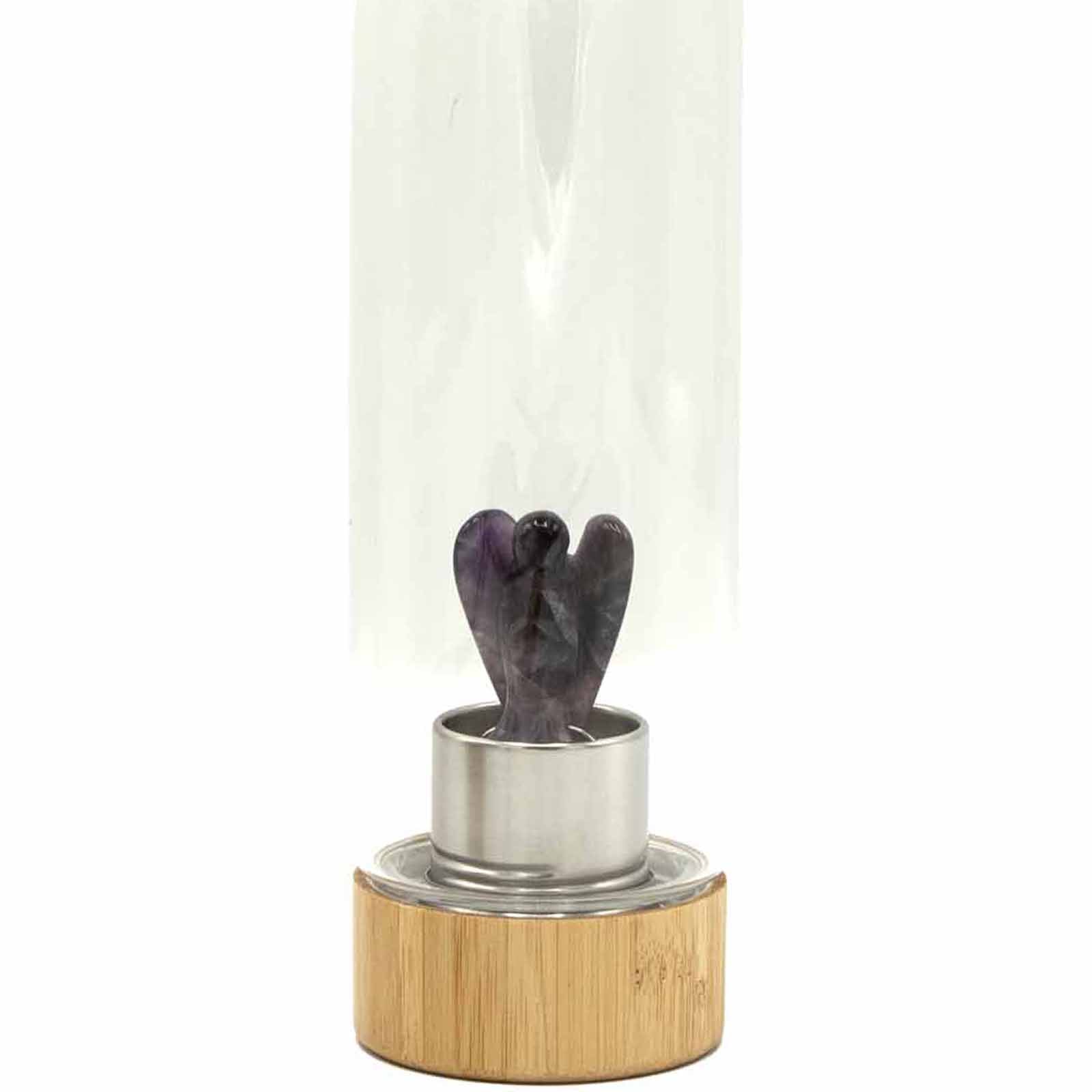 Crystal Infused Glass Water Bottle - Relaxing Amethyst - Angel