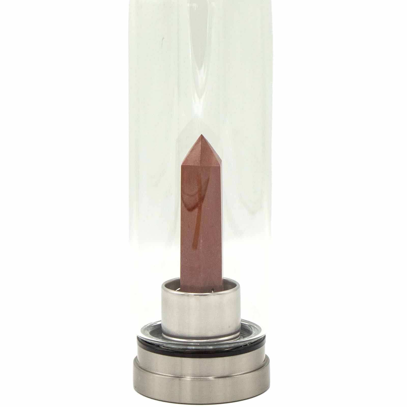 Steklenica za vodo s kristalom - poživljajoč rdeči jaspis (obelisk)