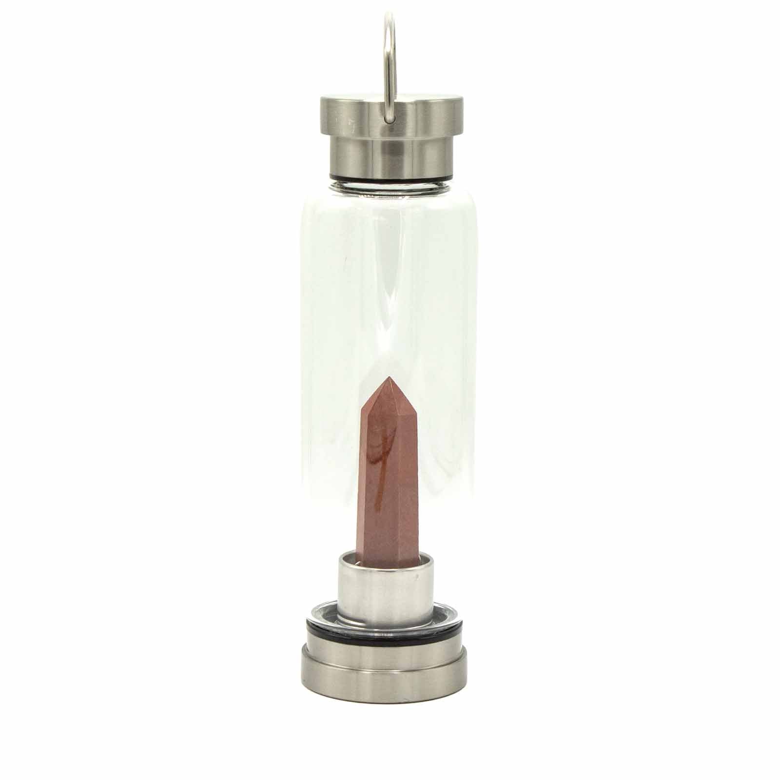 Steklenica za vodo s kristalom - poživljajoč rdeči jaspis (obelisk)