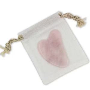 GUA SHA - ploščica s kristalom rožnega kamna (Rose Quartz in ovitkom