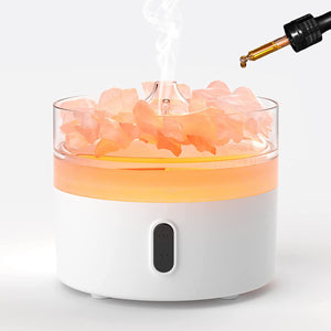 Himalayan Salt Aroma Diffuser - Night Light - USB-C - Flame Effect (Salt included)
