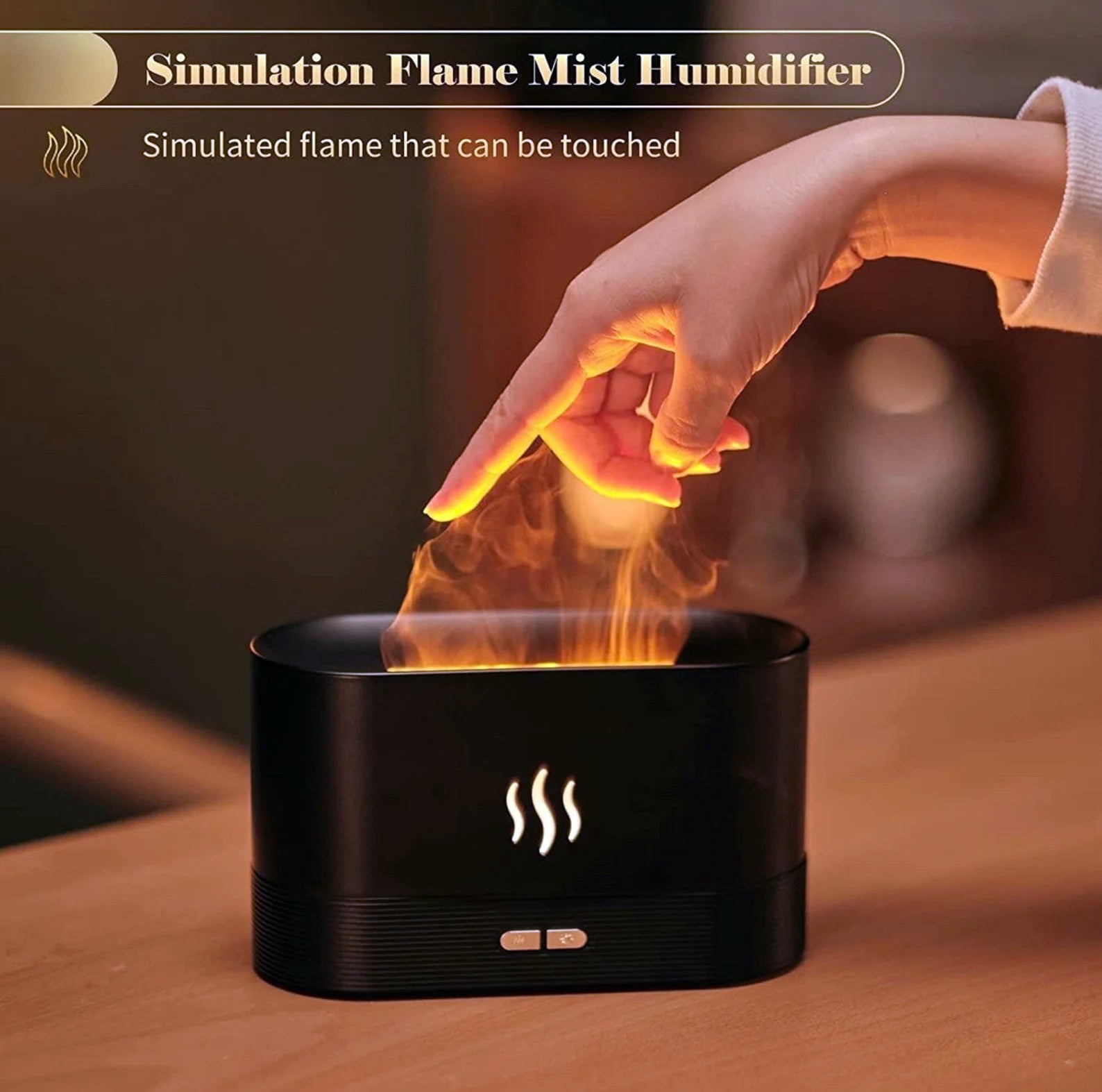 Blaze Aroma difuzor - s himalajsko soljo - (USB-C) - učinek gorečega plamena - BEL / ČRN