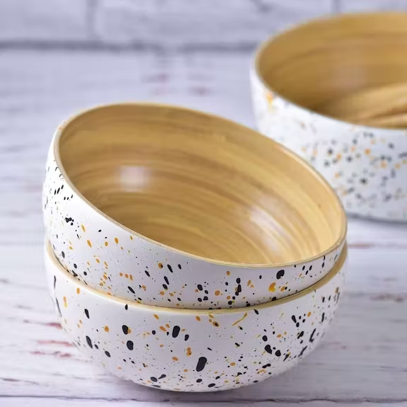 Bamboo Snack & Dip Bowls | Set of 2 Bowls (15cm Diameter)